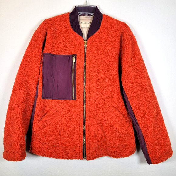 Free People Womens Rivington Sherpa Jacket Coat Size Small Red Outdoor Boho Fall - Picture 1 of 9